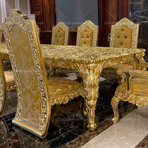 Tùy Chỉnh Hoàng Gia Đồ Nội Thất Tay Khắc Ghế Ăn Với Cánh Tay <span class=keywords><strong>Victoria</strong></span> Sang Trọng Vàng Ghế Cho Phòng Ăn - Product Image 3