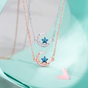 Merryshine 925 sterling silver delle donne della ragazza mezza falce di <span class=keywords><strong>luna</strong></span> e stella pendente della <span class=keywords><strong>collana</strong></span> - Product Image 3
