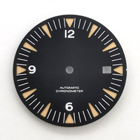 Cadran de montre Vintage Explorer noir mat pour mouvement NH35, marqueurs triangulaires beiges, personnalisable OEM