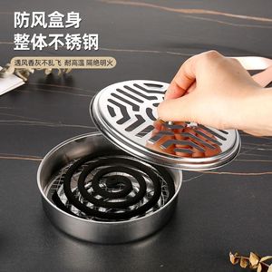 Stainless Steel Mosquito Coil Tray With Lid Portable Windproof Household <b>Insect</b> Control Ash Tray - Product Image 3