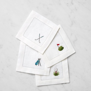 Serviettes de cocktail en coton et lin brodées sur mesure d'un fabricant de serviettes pour les événements de mariage - Product Image 1