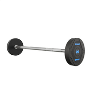 Set barbel panjang, peralatan Gym angkat berat dilapisi Cpu barbel