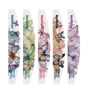 Custom Logo Printed Butterfly Nail File Disposable Wood Core Sanding Files Good Sandpaper 100 180 240 Wood Sanding <strong>Nailfile</strong> - Product Image 2