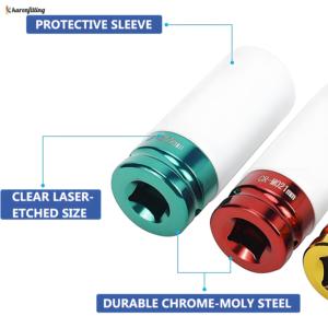 1/2&quot; Drive Impact <strong>Lug</strong> <strong>Nut</strong> <strong>Socket</strong> <strong>Set</strong> Non-Marring Thin Wall Deep <strong>Socket</strong> <strong>Set</strong> Metric CR-MO - Product Image 6