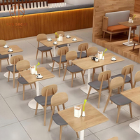 Meubles de salle à manger Cafe Tables de café longues en bois Chaise en cuir gris et banquette canapé orange Ensemble de sièges pour meubles de restaurant