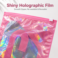 Sacs en plastique refermables avec logo personnalisé, imprimés par gravure, film holographique laser découpé, recyclables, pour chaussettes, vêtements, fourrures, emballage, fermeture éclair
