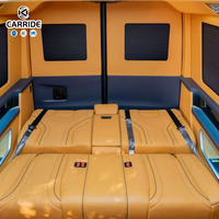 Kit d'aménagement intérieur personnalisé pour camping-car CARRIDE Premium Luxury Orange Mercedes Sprinter Modèle 2 Van, sièges en cuir, métal.