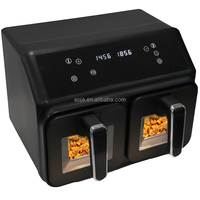 AOJA 2024 Nouvelles Friteuses à Air à Commandes Numériques 4 + 4 8L Grande Capacité 2 Paniers de Friture Indépendants Double Panier AirFryer Sans Huile-Noir