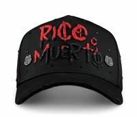 Cappelli da baseball personalizzati Barbas Caps a 5 pannelli in pelle scamosciata con visiera curva neri originali Yo No Pesco G5