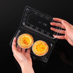 Caja de almacenamiento de tarta de huevo de plástico transparente PET desechable contenedor de comida para llevar 1 2 3 4 5 6 caja de plástico de postre de panadería transparente Clamshell - Product Image 6