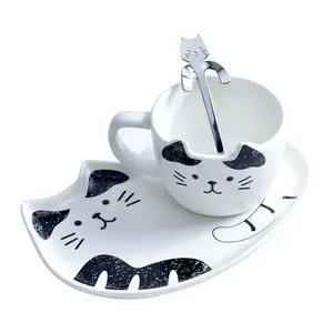 Tazza di <span class=keywords><strong>caffè</strong></span> e piattino creativo gatto regalo all'ingrosso - Product Image 1