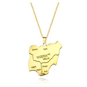 Collares <span class=keywords><strong>con</strong></span> Colgante de <span class=keywords><strong>Mapa</strong></span> de Nigeria en Color Oro Acero, Mapas de África para Nigeros <span class=keywords><strong>con</strong></span> Nombre de Ciudad, Joyería Festiva para Usar <span class=keywords><strong>con</strong></span> Amigos - Product Image 2