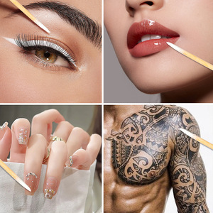 Hisopos de algodón de 4 pulgadas con puntas finas para maquillaje permanente, delineador de ojos, herramientas de belleza, 100 unidades, cabezal pequeño de doble capa - Product Image 4