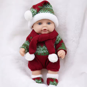 Nueva Muñeca Reborn de 25CM, Muñeca de Goma Suave, Muñeca de Compañía con Temática Navideña, Gorro Tejido, Regalo, Venta al Por Mayor - Product Image 1