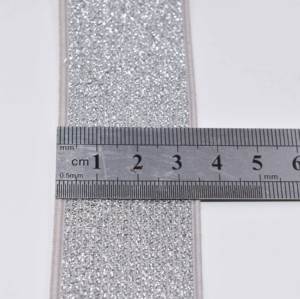 Bande élastique tissée dorée de 1 pouce, bande élastique scintillante, bande élastique argentée haute et droite - Product Image 4