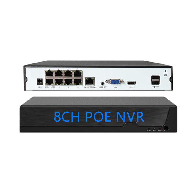 8MP XMeye IP CCTV NVR 8Chs Video Recorder 52V Power Audio Input Output POE English Firmware Mutil Languages 4K Video Recording