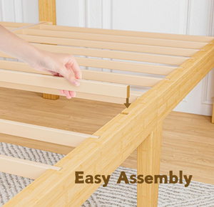 Cadre de lit avec tête de lit et pied de lit, cadre de lit en bois, support à lattes en métal double, robuste, pas besoin de sommier tapissier - Product Image 5