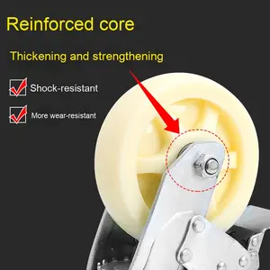 Rueda Universal de nailon blanco grueso, <span class=keywords><strong>4</strong></span>/5/68 pulgadas, rueda de carro plana, <span class=keywords><strong>Gema</strong></span>, polea de doble rodamiento Industrial, producto de Hardware - Product Image 3