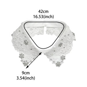 Colletto Finto di Alta Qualità in Fibra di Poliestere Ultra Leggera con Fiori Ricamati e Strass - Product Image 6