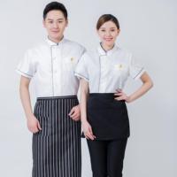 Uniformes professionnels pour hommes de restaurant et de bar, veste de travail de cuisine à manches courtes, combinaison de service pour les serveurs, tenue pour les chefs