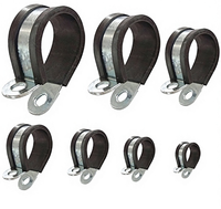 AUPROTEC Colliers de serrage réglables en acier galvanisé avec insert en caoutchouc, attaches en P pour sécuriser les tuyaux et câbles, diamètre 50 mm, bande de 15 mm, lot de 2