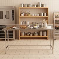 Plan de travail en acier sur mesure, facile à nettoyer, robuste, pour salon de thé, café, boulangerie, avec protection anti-éclaboussures