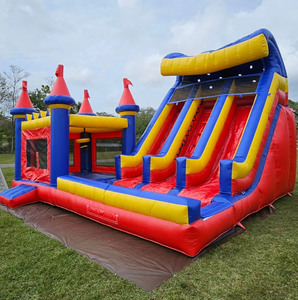 Castello Gonfiabile con Scivolo d'Acqua, Struttura Gonfiabile Rossa Combinata, Castello Rimbalzante Commerciale per Bambini - Product Image 4