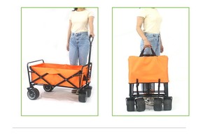 Foldable Camping Cart Red Oxford Cloth Four-<b>Wheel</b> Outdoor Garden Beach Wagon - Product Image 6
