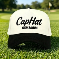 Casquette de baseball brodée Caphat 2 tons en coton, style snapback, avec logo personnalisé, beige et marine, pour adultes, 5 panneaux, idéale pour mariages et événements.