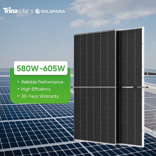 Trina n Type Bifacial Solar Panels 580w 585w 590w 595w 600w 605w Dual Glass Monocrystalline Topcon Solar Panel for Home