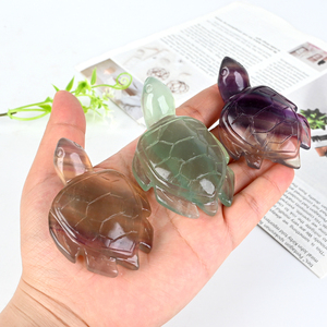 Wholesale High Quality <b>Crystal</b> <b>Animals</b> Sculpture Rainbow Fluorite <b>Crystal</b> Turtle Carvings for Decoration - Product Image 2