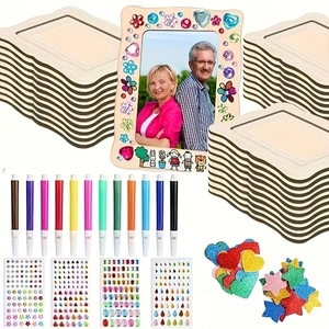 Wooden Painting Craft Kit <strong>DIY</strong> Picture <strong>Frame</strong> with Stand Painting Tools Set <strong>Eva</strong> Stickers Craft Decorate Photo <strong>Frame</strong> - Product Image 1