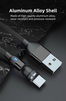 Vente chaude Câble de charge USB magnétique Universel 3 en 1-Câble de chargeur de téléphone magnétique rotatif 540 avec lumière LED
