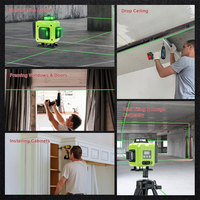 360 °   Niveau laser avec trépied, rechargeable, auto-nivelant, laser croisé, grand angle, niveau laser vert pour l'accrochage d'images