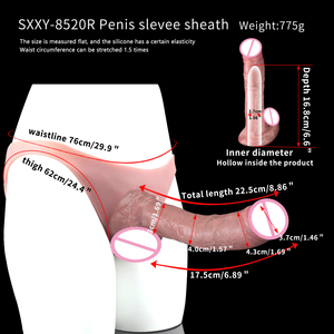 S8520 8,86 ''largo consolador vaina triángulo silicona pene pantalones adulto usable realista pene manga hombre pene extensor juguetes sexuales - Product Image 6