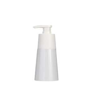 Botellas Cosméticas Cónicas de PET Blanco de 200 ml con Bomba Dosificadora para Champú, Limpiador Facial y Loción, con Serigrafía - Product Image 1