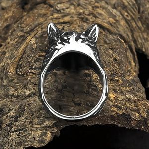 Yunnique – bague tête de loup en acier inoxydable pour hommes, bijoux de style Hip Hop en forme d'animal, cadeau - Product Image 4