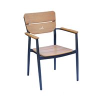 Chaise de restaurant d'extérieur Lifepursue en aluminium avec cadre en aluminium, pour café et salle à manger, avec accoudoirs et dossier à lattes