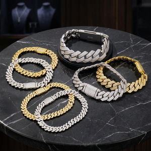 Pulsera de Cadena con Circonitas Cúbicas de Corte Esmeralda de 18K, Chapada en Oro, Geométrica, Clásica, Estilo Hip Hop, Unisex, Certificada por IGI, para Boda - Product Image 2