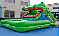 Glissière gonflable commerciale de bouche de Crocodile Combo dinosaure alligator Schnappi Kroko maison de rebond avaler de Crocodile vif