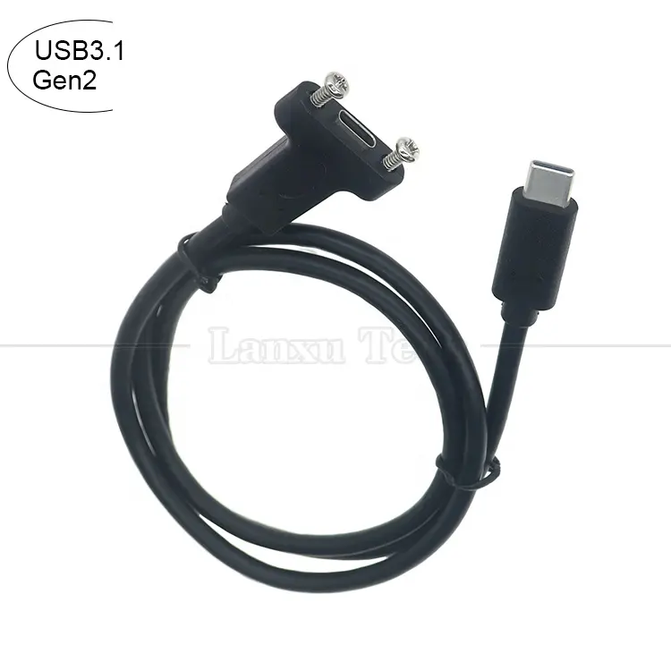 USB3.1 Gen2 10Gbps Screw Locking USB Type C Male to Female Panel Mount Extension Cable