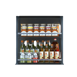 Solid Wood <b>Kitchen</b> <b>Storage</b> <b>Unit</b> Modern Minimalist Style Smart <b>Kitchen</b> Lifting Cabinet Glass Doors Metal Construction - Product Image 1