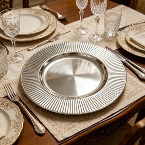 Plato de Presentación de Plástico PP de Lujo de 13 Pulgadas, Color Dorado, Directo de Fábrica, Patrón Personalizable, Duradero, Reutilizable, Estilo Americano, para Fiestas - Product Image 4
