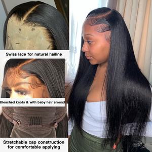 Perruque en dentelle frontale 13x6 cheveux humains HD, cheveux vierges, 30 32 34 36 38 40 50 pouces, dentelle transparente HD, perruque en cheveux humains, cuticule alignée naturellement - Product Image 4