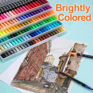 120 mélange de couleurs Double tête Fineliner pinceau marqueurs enfants adultes aquarelle Art peinture marqueurs ensemble - Product Image 3