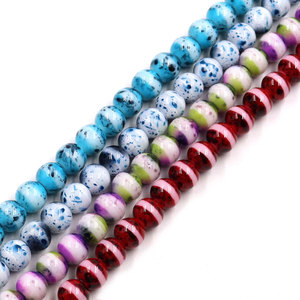 Cuentas de vidrio blancas base con salpicaduras de 10 mm, mezcla de azul, blanco y negro, cuentas sueltas <span class=keywords><strong>para</strong></span> hacer joyería DIY de verano - Product Image 4