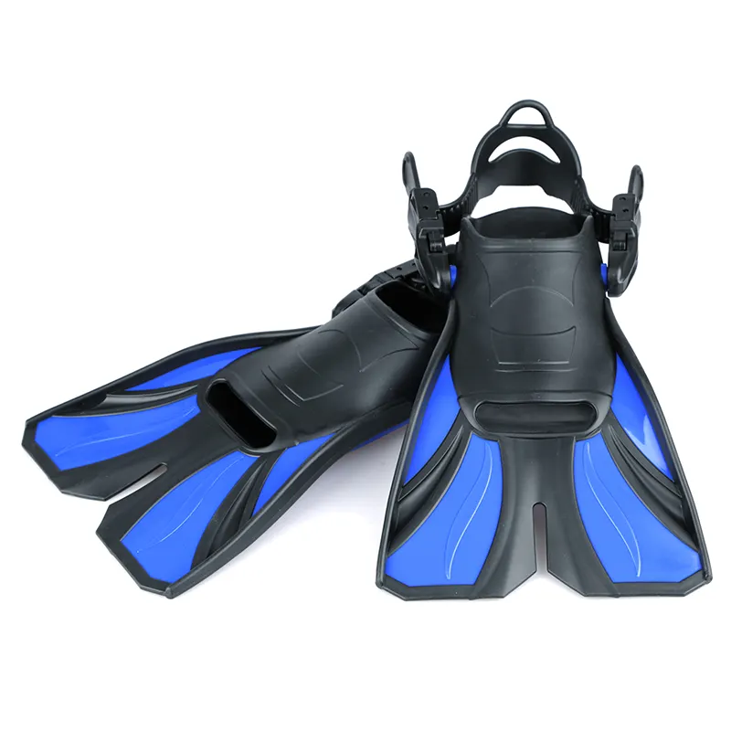 Size 39-43 Soft TPR PP Open Heel Adjustable Short Swimming Shoes Diving Fins For Adults