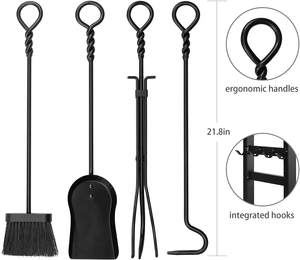 Oniya 30.7in Support de bois de chauffage avec <span class=keywords><strong>4</strong></span> outils de cheminée Intérieur Extérieur Heavy Duty Porte-bûche en fer forgé - Product Image 2