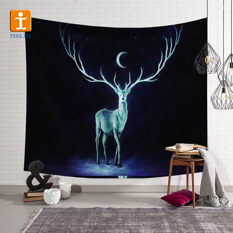 Гобелен на заказ с изображением гор и Луны, настенный гобелен с рисунком деревьев, леса, природного ландшафта