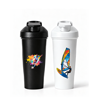 Bouteilles de shaker en plastique pour le sport et la remise en forme, avec impression de couleurs dégradées, design couleur intégrale, 400 ml et 600 ml, pour la nutrition et les protéines